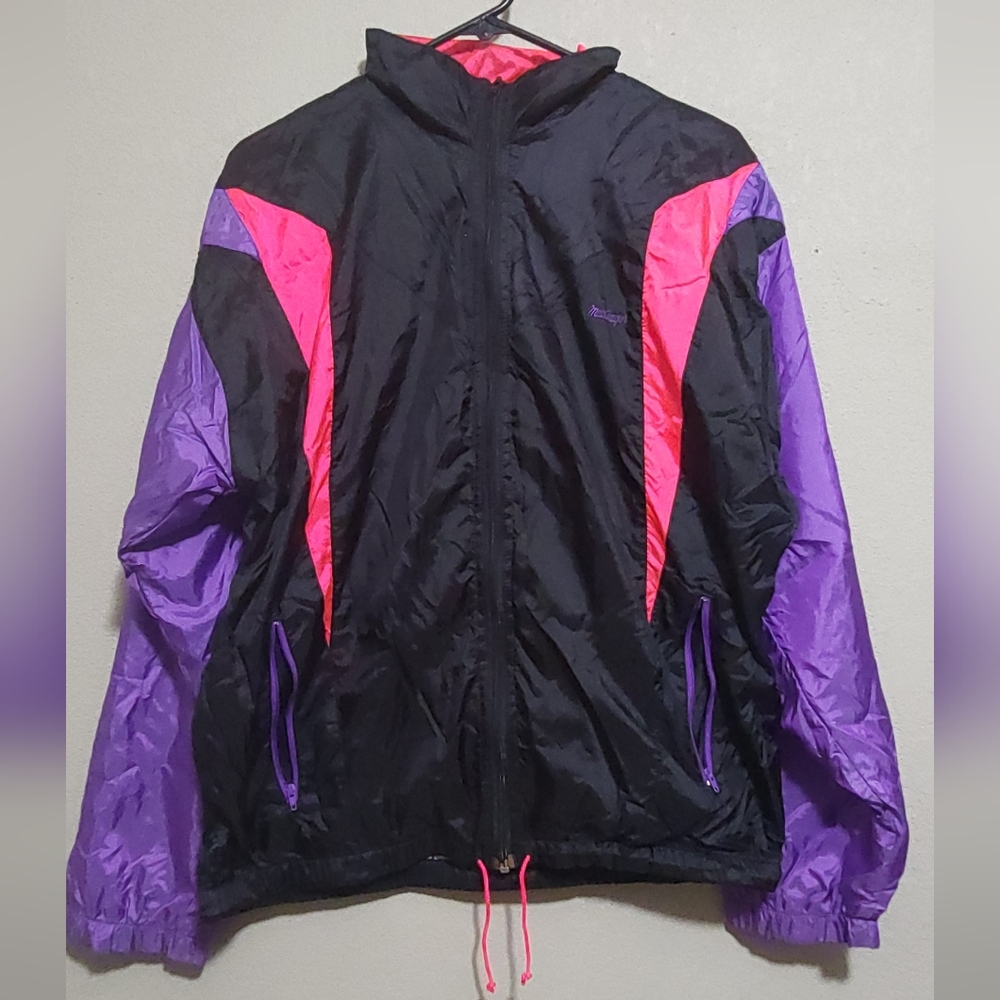 MacGregor Winter / Windbreaker /Track Jacket , Black Purple Hot Pink, Small